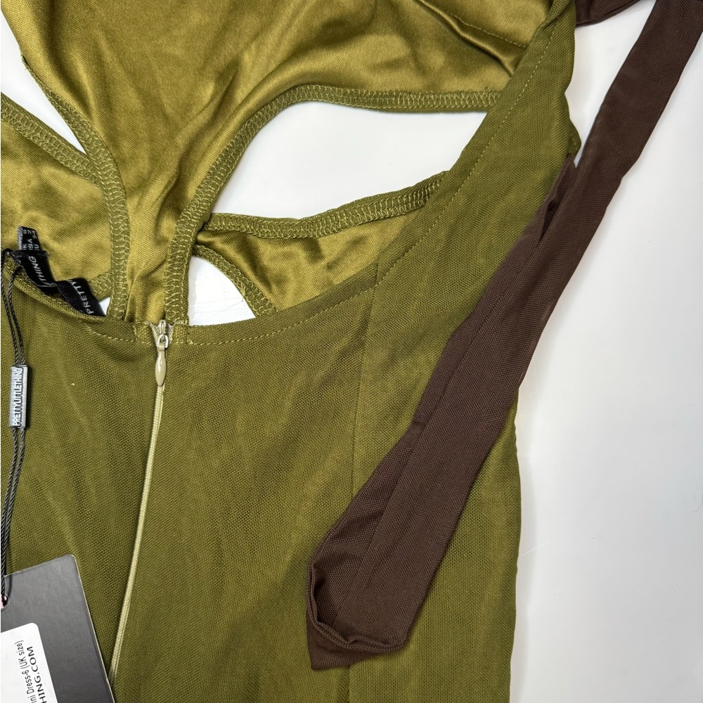 PrettyLittleThing Olive Green and Brown Mini Dress
